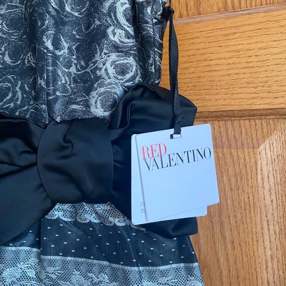 NWT $1500 Red Valentino Black Floral Puffer Circle Dress Size 6 - Picture 4 of 5